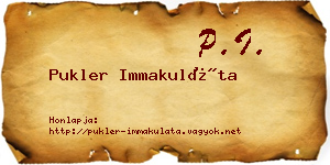 Pukler Immakuláta névjegykártya